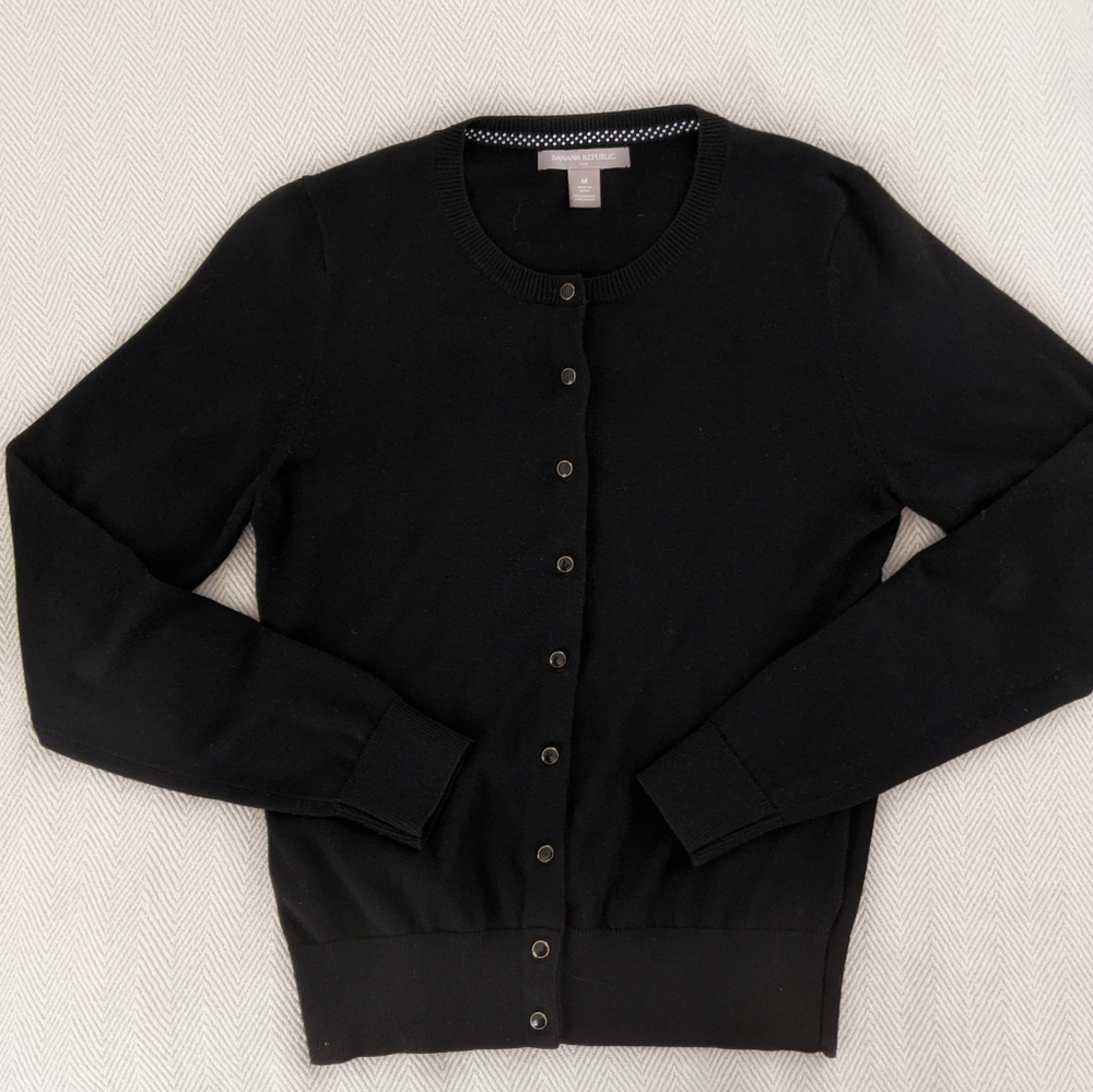Banana Republic Black Cardigan Gold Button Detail